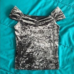 Gray Off the Shoulder Crop Top